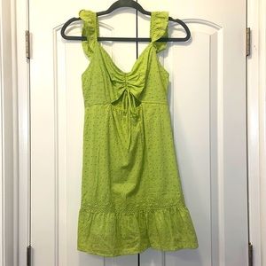 Green eyelet lace dress